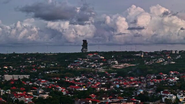 Kuta Selatan skyline with dramatic clouds at sunset, tranquil mood