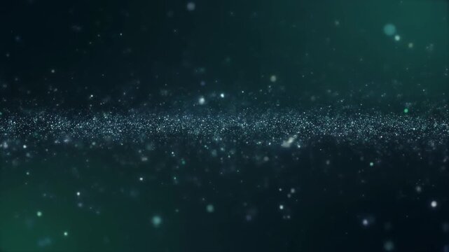 Dark Blurred Pixelated Starry Night Sky with Centered Star Clusters and Mysterious Green Depth