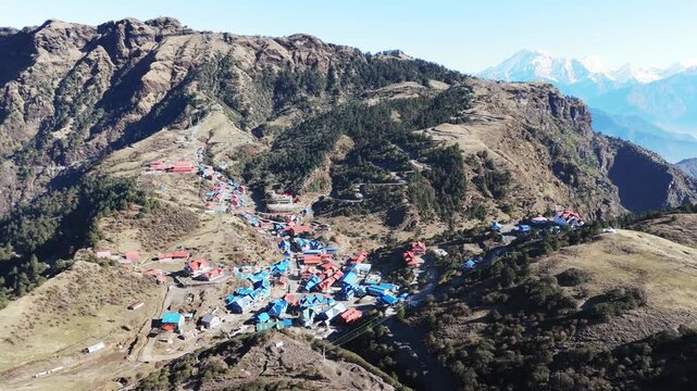 Aerial view from Kalinchowk in Dolakha reveals Himalayan peaks including Annapurna Manaslu Langtang Ganesh Himal and Gauri Shanker in a stunning natural panorama