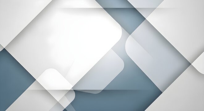 Modern professional background featuring 3d overlapping square layers with soft shadows, clean geometric shapes in white and slate blue colors, ideal for corporate presentations and technology banners