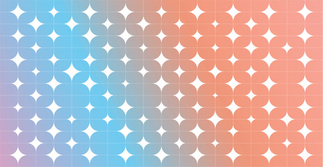 Y2K Background with Gradient ,Y2K Sparkle Star Background.Abstract Grid Pattern with Spring Gradation. Cute Gradient Bg Design. Bg with Simple Geometric Shine Stars