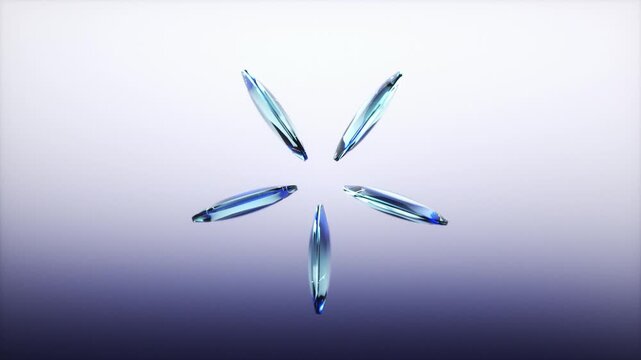 Reflective Glass Spheres and Blue Gemstones Symmetrical and Futuristic Arrangement on Gradient Background with Elegant White Hues and Sophisticated Design