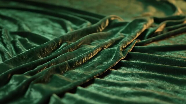Emerald Drape: The rich texture and luxurious feel of emerald green velvet is captured, showcasing its smooth folds and subtle interplay of light and shadow.