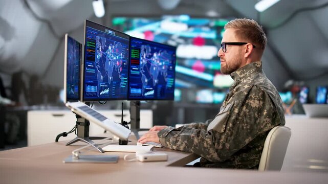 Soldier In Field Command Center