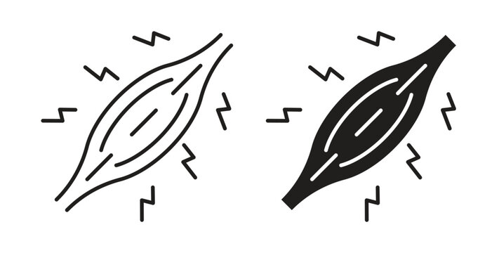 Muscle pain icons. Vector linear icon isolated on white background.