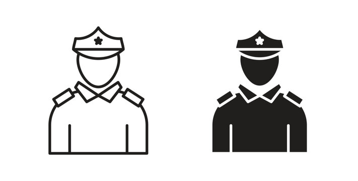 Officer icons. Vector linear icon isolated on white background.