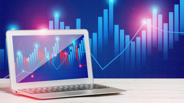 Trading chart displayed on a laptop showing market data trends