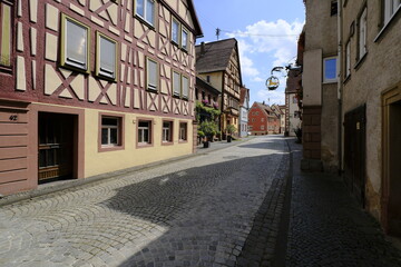 Obraz premium Historische Altstadt in Rothenfels am Main, Naturpark Spessart, Landkreis Main-Spessart, Unterfranken, Franken, Bayern, Deutschland