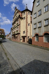 Obraz premium Historische Altstadt in Rothenfels am Main, Naturpark Spessart, Landkreis Main-Spessart, Unterfranken, Franken, Bayern, Deutschland