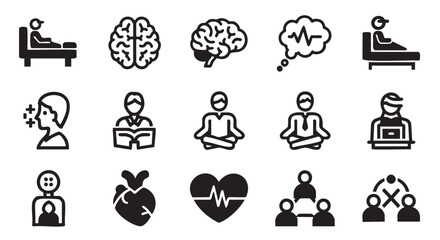 Collection of flat design human activity and health related icons isolated