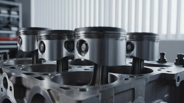 Engine Pistons Reciprocating Motion Inside the Cylinder Block
