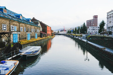 Fototapeta premium Historic Otaru Canals in Otaru, Hokkaido Prefecture, Japan in the afternoon