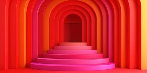 Fototapeta premium Vibrant Gradient Archway Leading to Bright Light