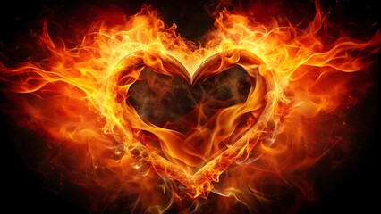 Fototapeta premium Graphic image of a heart on fire