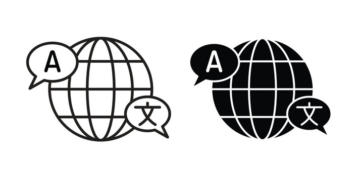 Language icon in line design. editable stroke icons pack