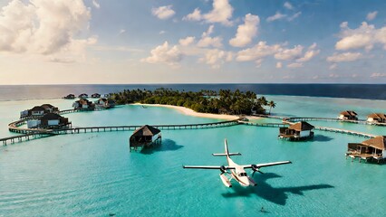 Tropical Overwater Bungalows: Seaplane View of Maldives Paradise