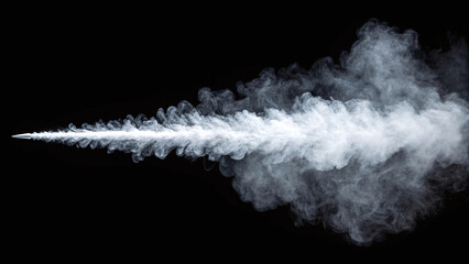 High speed bullet creating smoke trail effect isolated on black background in studio shot