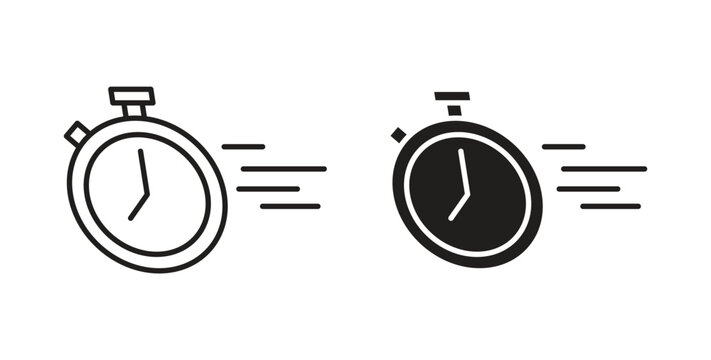 Quick Time icon in line design. editable stroke icons pack