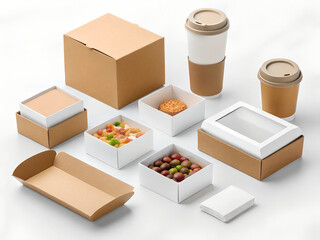 cardboard boxes on white background