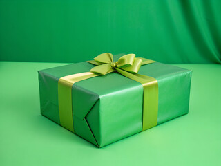 green gift box with ribbon
