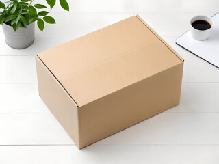 open cardboard box on white background