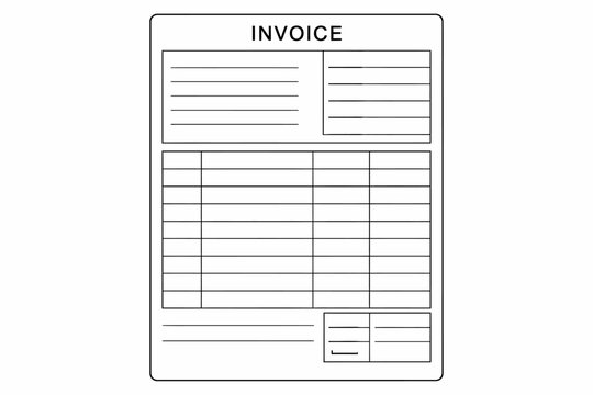 Blank invoice template with lines and grid for itemized billing