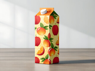 Juice carton mockup, realistic lighting