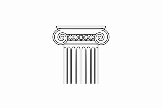 Illustration of classical ionic column with scrolls and fluted shaft