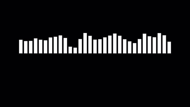 Audio waveform spectrum animation on transparent background, Soundwave audio visualizer animation with alpha channel
