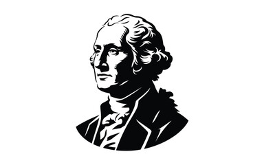 George washington silhouette bust classic illustration black and white historical figure american president iconic leader symbol vector graphic