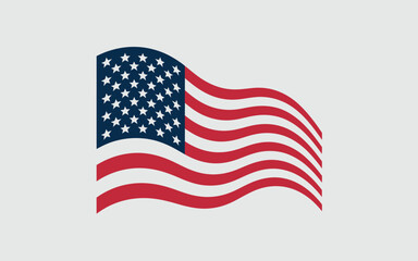 Fototapeta premium Vibrant vector illustration of the american flag waving with red white and blue colors on a light gray background