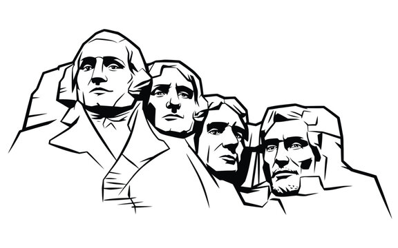 Mount rushmore presidential silhouette monument illustration