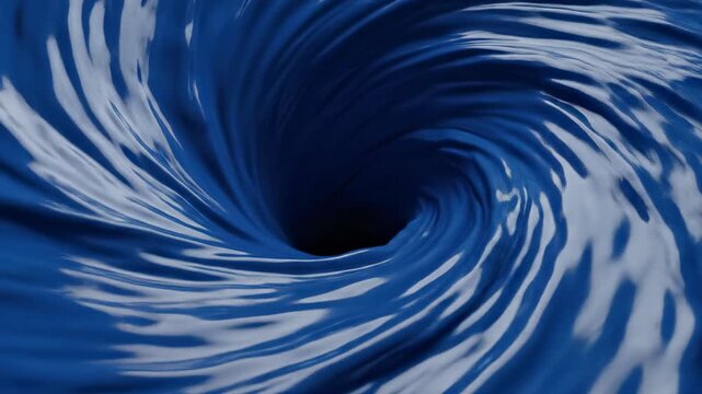 Seamless loop of dark blue abstract liquid rapidly swirling and coiling into a hypnotic vortex motion graphic background fluid, dynamics, seamless