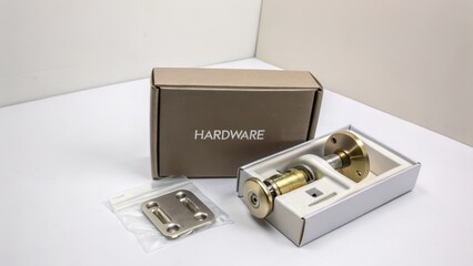 Modern Door Lock Set in Packaging with Accessories and Hardware