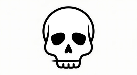 Fototapeta premium Simple black and white skull illustration on white background.