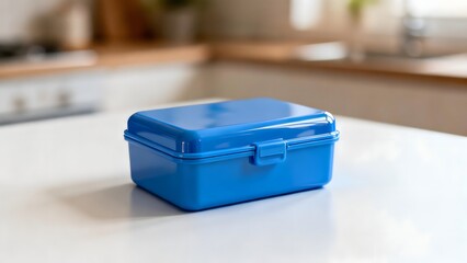 BluePlasticLunchboxOnKitchenCounter