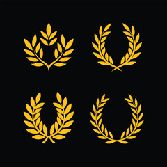 Golden Laurel Leaf Vector Ornament