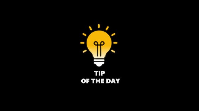 Light Bulb Tip of the Day Concept with Yellow Glow on Black Background idea inspiration creativity