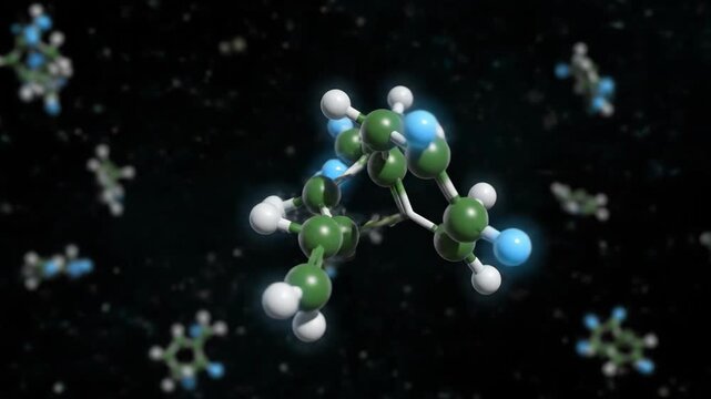 3D Molecular Visualization of Serotonin Neurotransmitter Molecule Rotating