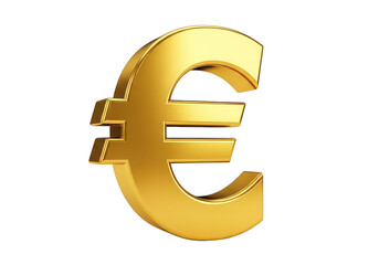 Obraz premium Golden euro currency symbol 3D render shiny metallic isolated on transparent background