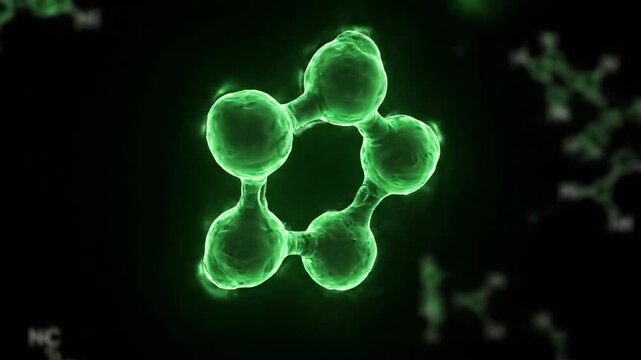 3D Visualization of Rotating Green Insulin Hexamer Molecule with Glowing Edges