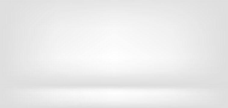 Natural light white podium limbo background. Realistic 3d vector empty studio product presentation display. Abstract winter daylight gradient. Minimal table or shelf. Clean room photoshoot glare scene