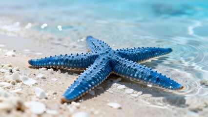 BlueStarfishOnSandyBeach
