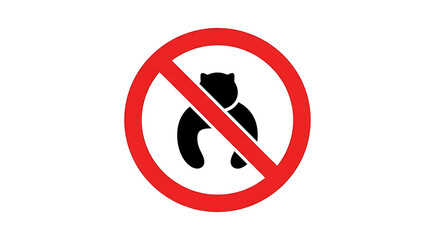 Prohibition sign with bear silhouette and red diagonal line.