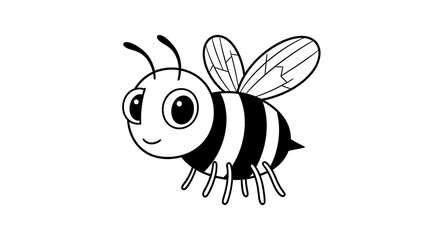 A cartoon bee with a smiling face and striped body.