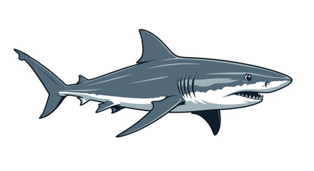 Obraz premium A minimalist illustration of a shark isolated on a white background viewed from the side