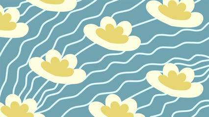 Minimalist abstract pattern background with curvy lines and simple floral petal elements vector illustration