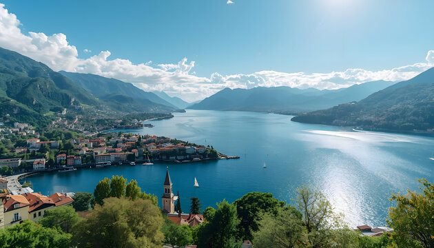 Scenic Landscape of Lugano & Ticino Region, Switzerland &ndash; Lake Views, Mediterranean-Style Towns, and Alpine Mountains