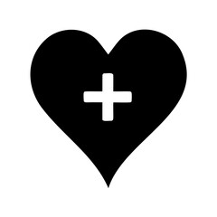 Obraz premium Black heart with a white medical cross symbolizing health, care, and well-being Vector, illustration