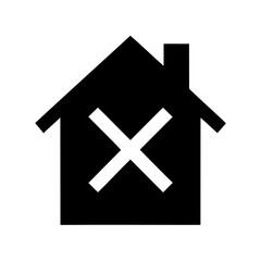 Fototapeta premium House icon with a white cross symbolizing property issues or removal Vector, illustration